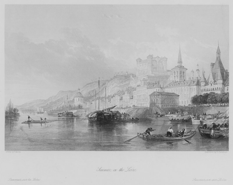 Saumur, nad Loarą (grafika) autorstwa Thomas (after) Allom