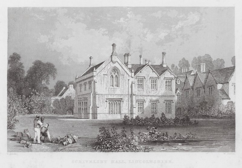 Scrivelsby Hall, Lincolnshire (grawerowanie) autorstwa Thomas (after) Allom