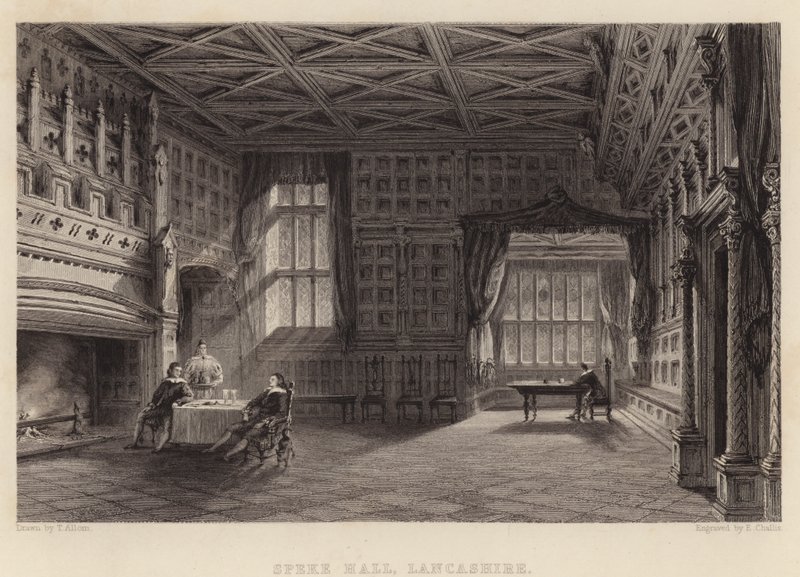 Speke Hall, Lancashire (rycina) autorstwa Thomas (after) Allom