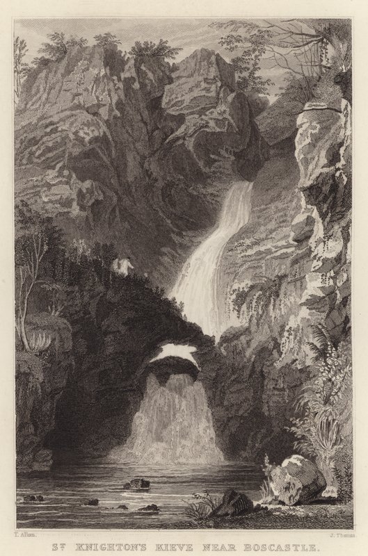 Kieve św Knighton koło Boscastle (grawerowanie) autorstwa Thomas (after) Allom