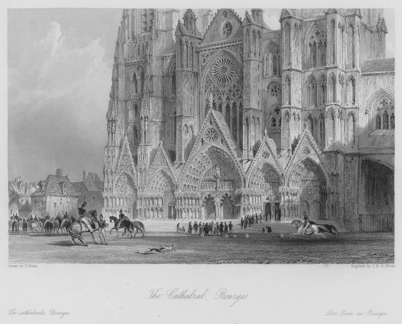 Katedra w Bourges (rycina) autorstwa Thomas (after) Allom