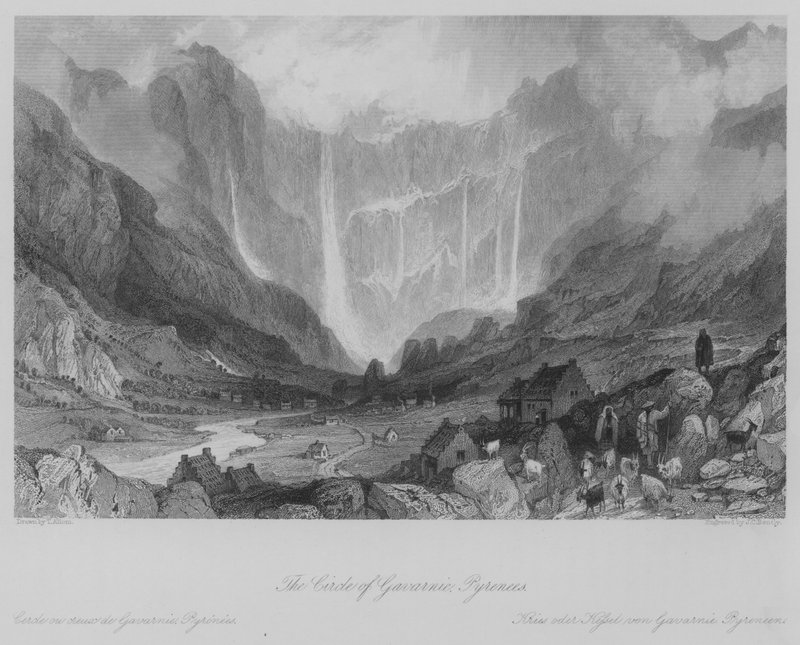 Koło Gavarnie, Pireneje (rycina) autorstwa Thomas (after) Allom