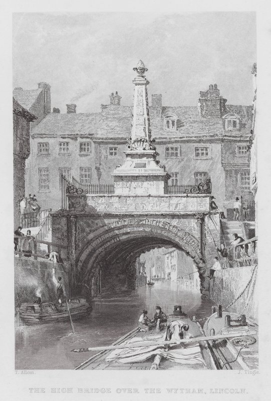 High Bridge nad Wytham, Lincoln (rycina) autorstwa Thomas (after) Allom