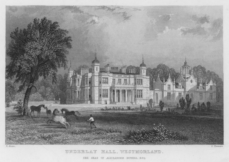 Underlay Hall, Westmorland, siedziba Alexandra Nowella (rycina) autorstwa Thomas (after) Allom