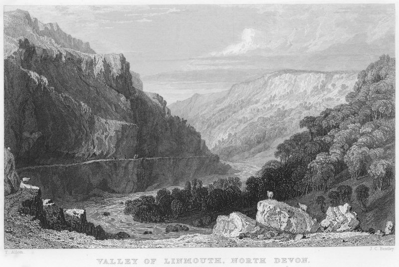 Dolina Linmouth, North Devon (rycina) autorstwa Thomas (after) Allom