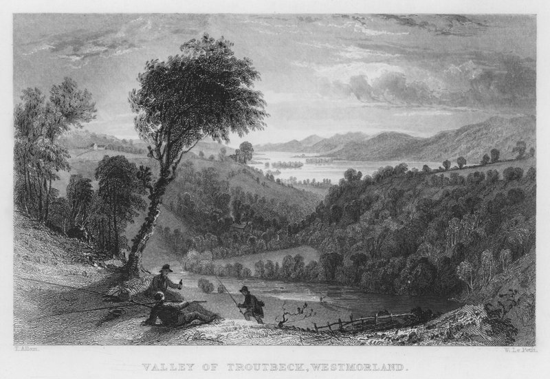 Dolina Troutbeck, Westmorland (grawerowanie) autorstwa Thomas (after) Allom