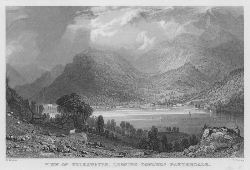Widok Ulleswater, patrząc w kierunku Patterdale (rycina) autorstwa Thomas (after) Allom