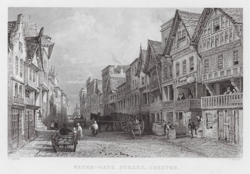 Water-Gate Street, Chester (rycina) autorstwa Thomas (after) Allom