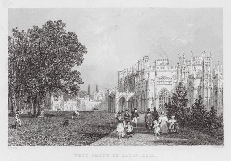 Zachodni front Eaton Hall (grawerunek) autorstwa Thomas (after) Allom