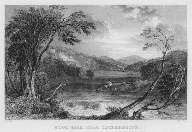 Wood Hall, niedaleko Cockermouth (grawerowanie) autorstwa Thomas (after) Allom
