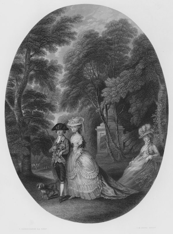 Spacer w Kew, ze zdjęcia w Królewskiej Kolekcji (rycina) autorstwa Thomas (after) Gainsborough