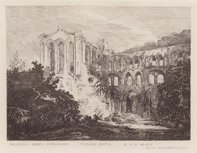 Opactwo Rievaulx (rycina) autorstwa Thomas (after) Girtin