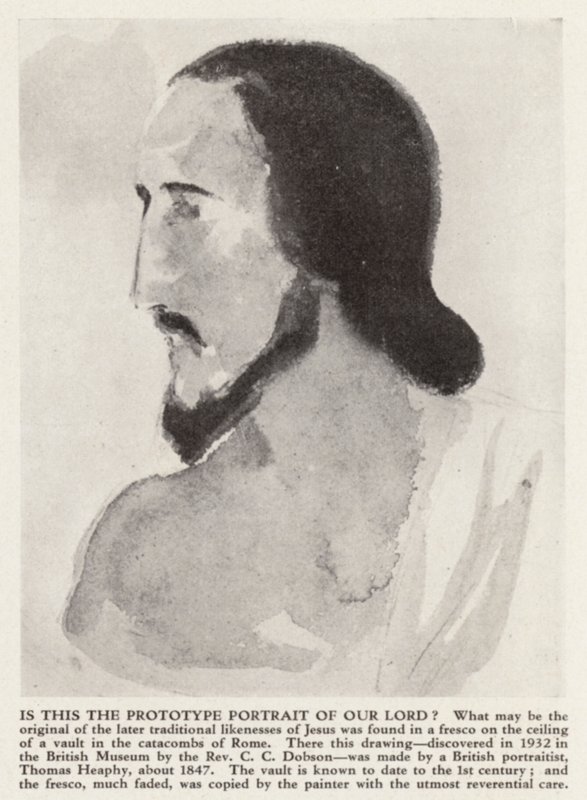 Portret Jezusa Chrystusa z rzymskich katakumb (lito) autorstwa Thomas (after) Heaphy
