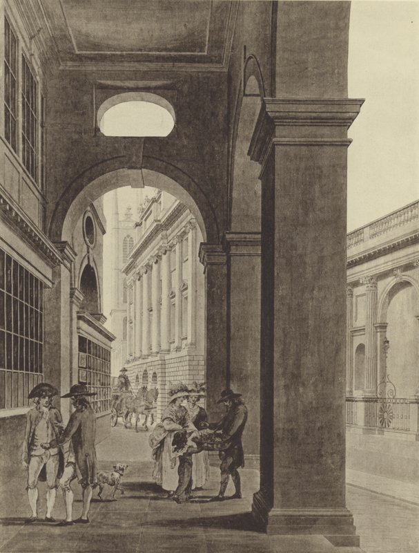 Bank Anglii z Royal Exchange Arcade autorstwa Thomas (after) Malton