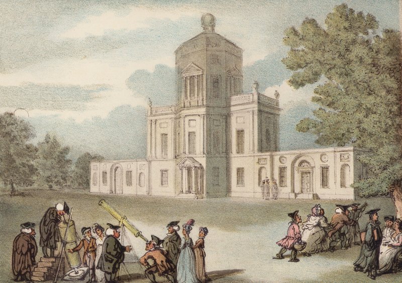 Południowy widok obserwatorium w Oksfordzie (kolor lito) autorstwa Thomas (after) Rowlandson
