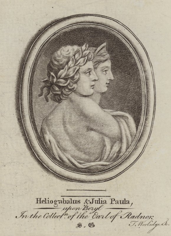 Heliogabalus, cesarz rzymski i cesarzowa Julia Paula (grafika) autorstwa Thomas (after) Worlidge