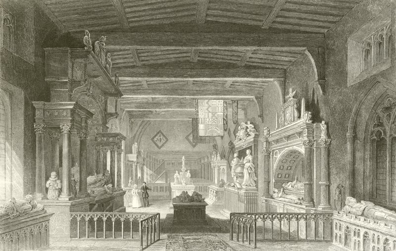Pomniki hrabiów Rutland w kościele Bottesford, Leicestershire autorstwa Thomas Allom