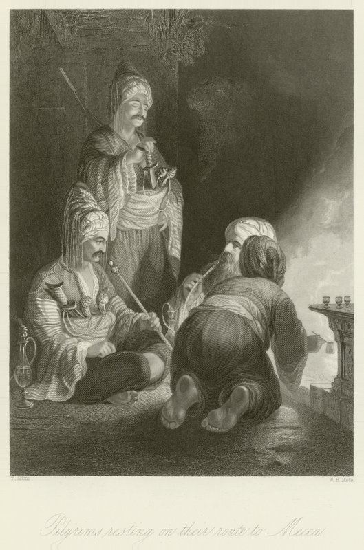 Pielgrzymi odpoczywający w drodze do Mekki autorstwa Thomas Allom