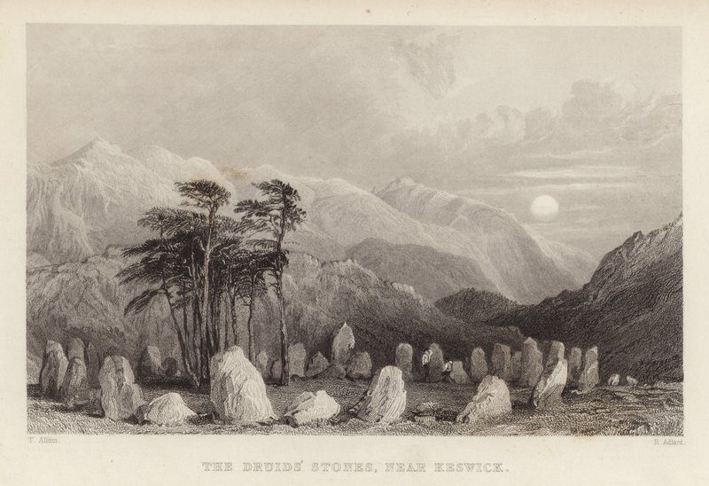 Kamień Druidów w pobliżu Keswick autorstwa Thomas Allom