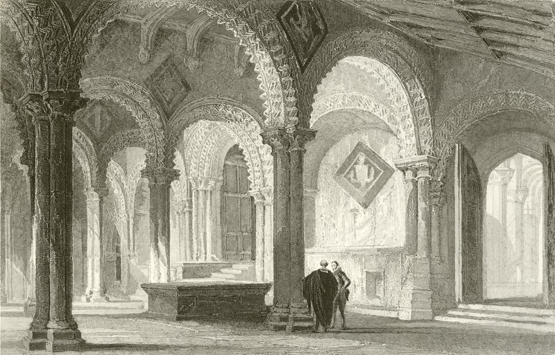 Galilea, zachodnia część katedry w Durham autorstwa Thomas Allom