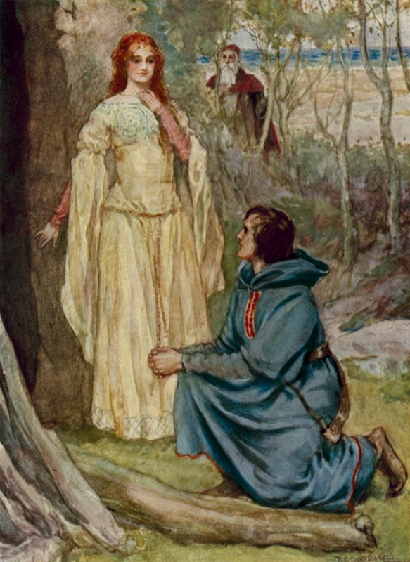 Ferdynand i Miranda (litografia kolorowa) autorstwa Thomas Cantrell Dugdale