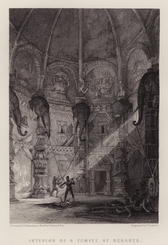 Wnętrze świątyni w Benares (kolor lito) autorstwa Thomas Colman (after) Dibdin