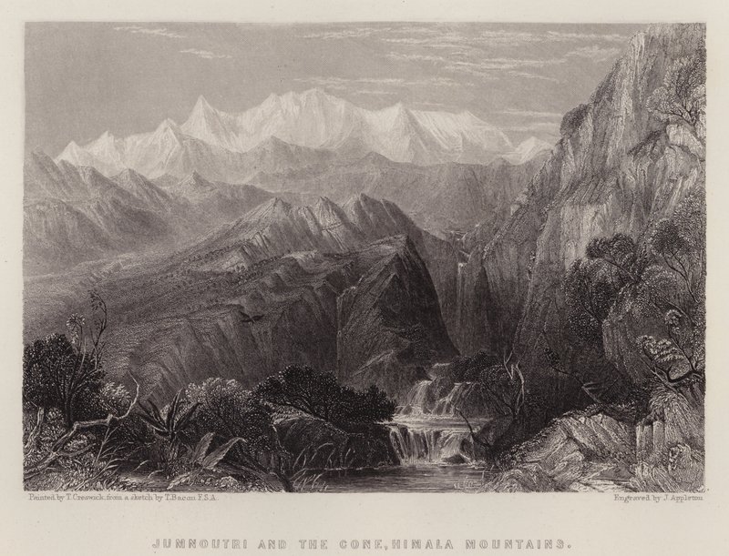 Jumnoutri and the Cone, Himala Mountains (kolor lito) autorstwa Thomas Creswick
