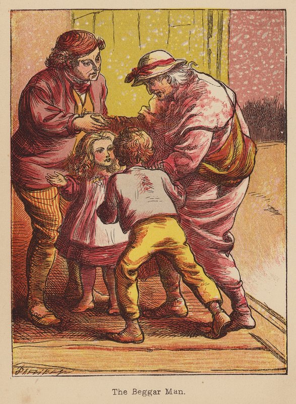 Żebrak (kolorowa rycina) autorstwa Thomas Dalziel