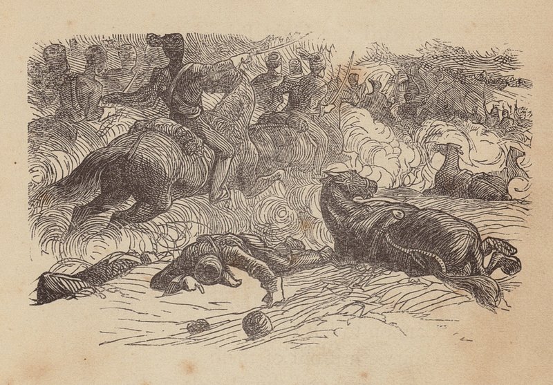 Szarża lekkiej brygady (kolorowa rycina) autorstwa Thomas Dalziel