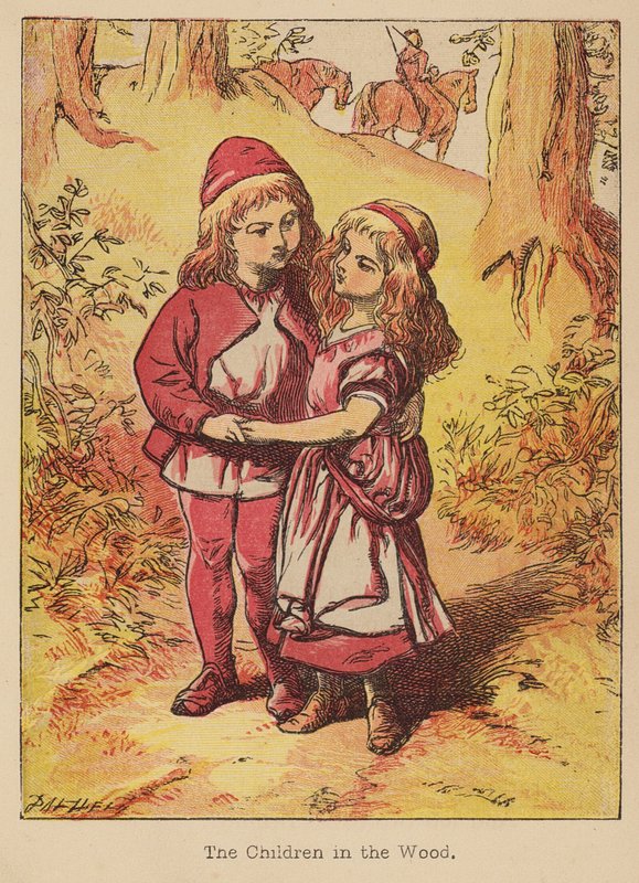 Dzieci w lesie (kolorowa rycina) autorstwa Thomas Dalziel