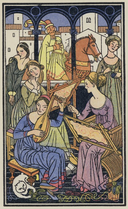 Ilustracja do Dekameronu Boccaccia (kolorowa litografia) autorstwa Thomas Derrick