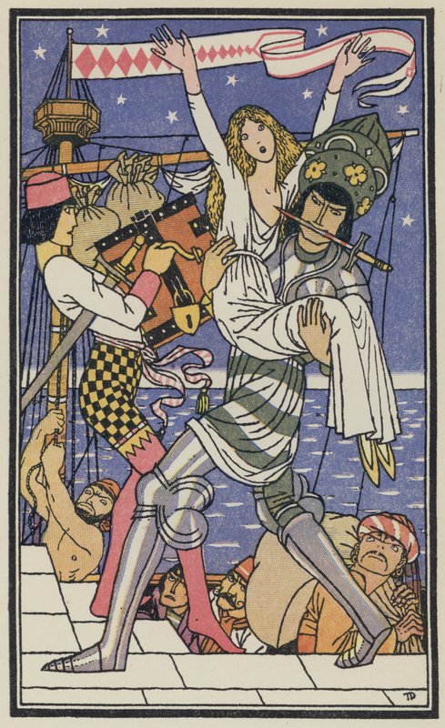 Ilustracja do Dekameronu Boccaccia (kolorowa litografia) autorstwa Thomas Derrick