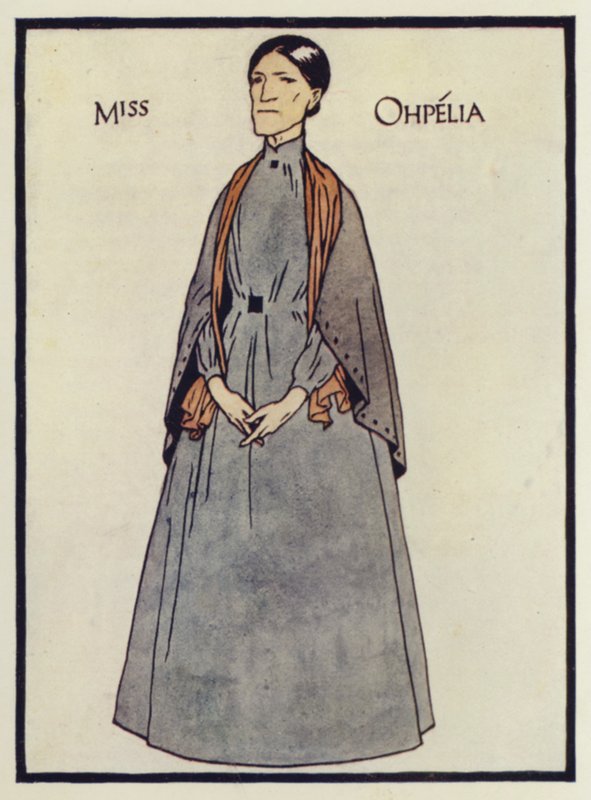 Panna Ofelia, postać z "Chaty wuja Toma" (kolorowa litografia) autorstwa Thomas Derrick