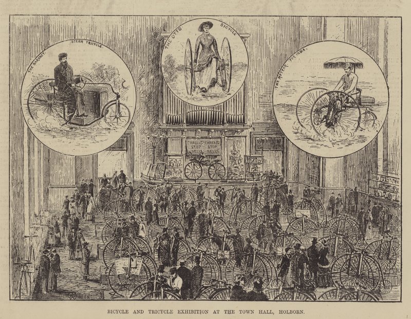 Wystawa rowerów i trójkołowców w Ratuszu, Holborn autorstwa Thomas Harrington Wilson