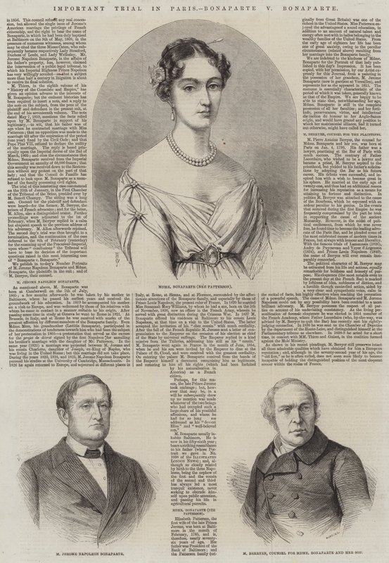 Ważny proces w Paryżu, Bonaparte v Bonaparte autorstwa Thomas Harrington Wilson