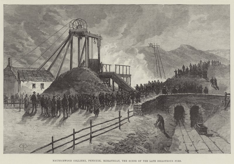 Mauricewood Colliery, Penicuik, Midlothian, miejsce katastrofalnego pożaru autorstwa Thomas Harrington Wilson