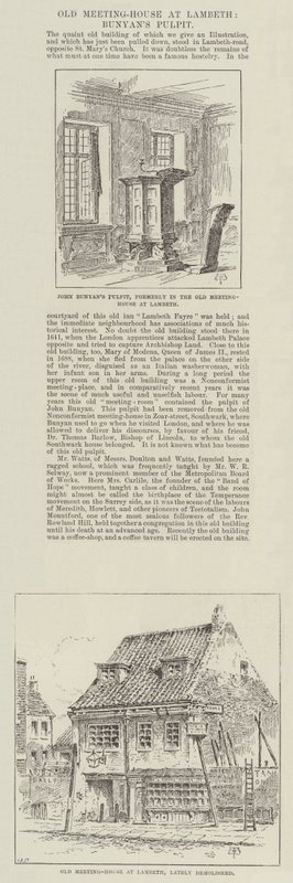 Stary Dom Spotkań w Lambeth, Ambona Bunyana autorstwa Thomas Harrington Wilson