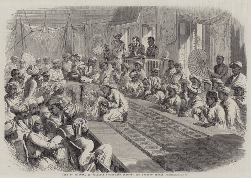 Wyprzedaż w Kalkucie cennych prezentów rządowych i klejnotów Lucknow autorstwa Thomas Harrington Wilson