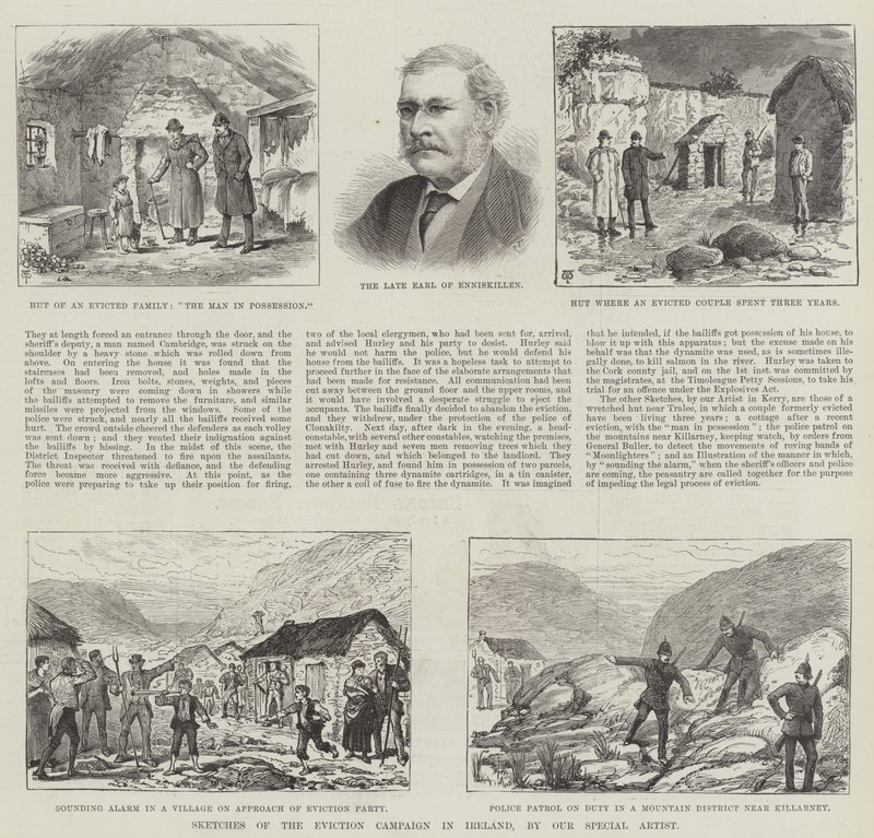 Szkice kampanii eksmisyjnej w Irlandii autorstwa Thomas Harrington Wilson