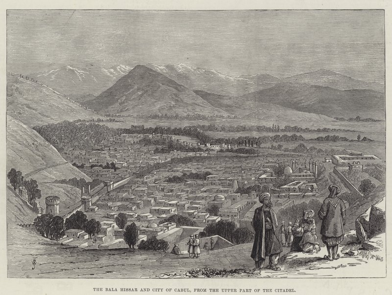 Bala Hissar i miasto Kabul, z górnej części Cytadeli autorstwa Thomas Harrington Wilson