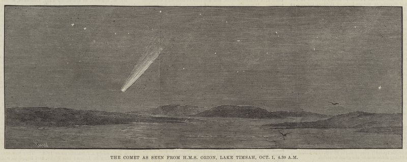 Kometa widziana z HMS Orion, Lake Timsah, 1 października, 4.30 rano autorstwa Thomas Harrington Wilson