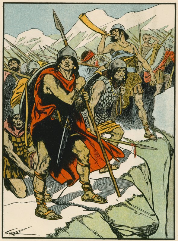 Żołnierze Hannibala (kolorowa litografia) autorstwa Thomas Heath Robinson