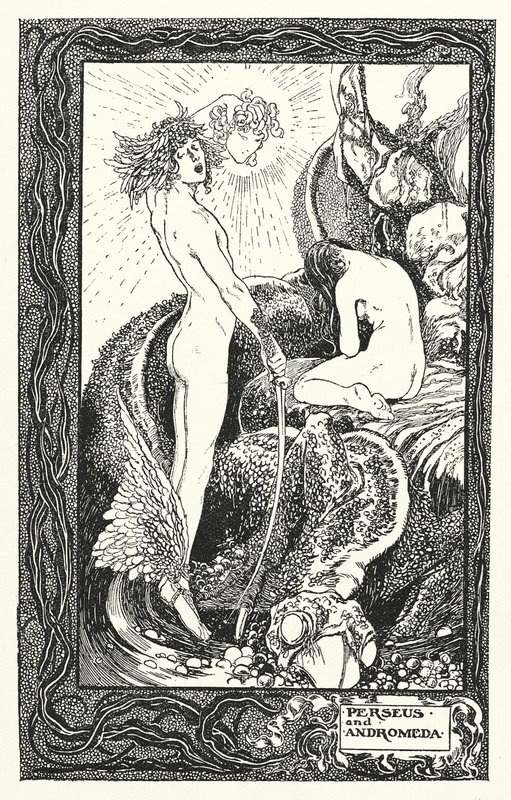 Perseusz i Andromeda (litografia) autorstwa Thomas Heath Robinson