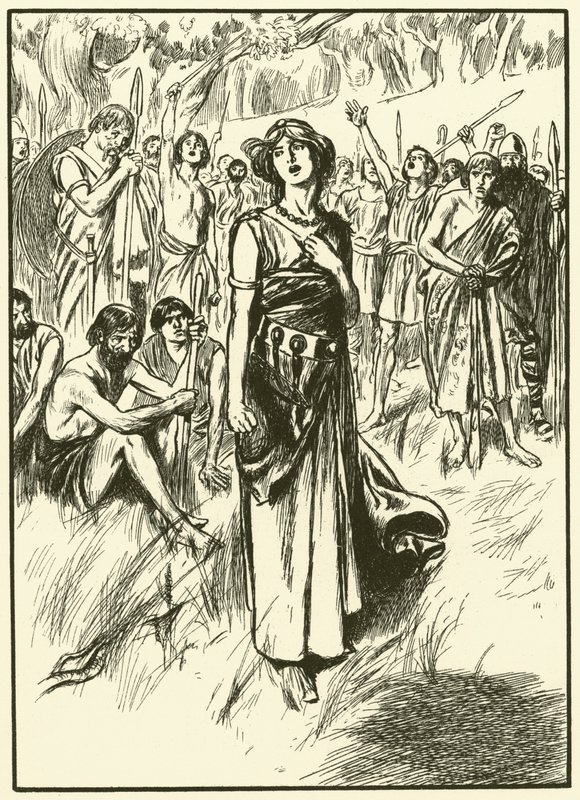Królowa Boadicea i jej żołnierze (rycina) autorstwa Thomas Heath Robinson