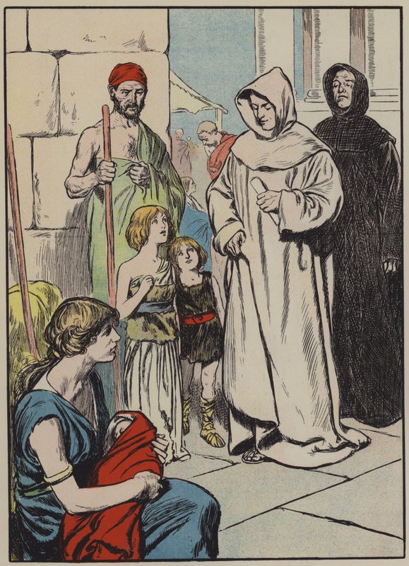 Angielscy więźniowie w Rzymie (kolorowa litografia) autorstwa Thomas Heath Robinson
