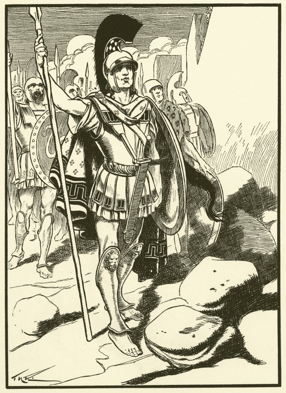 Grecy pod Troją (rycina) autorstwa Thomas Heath Robinson