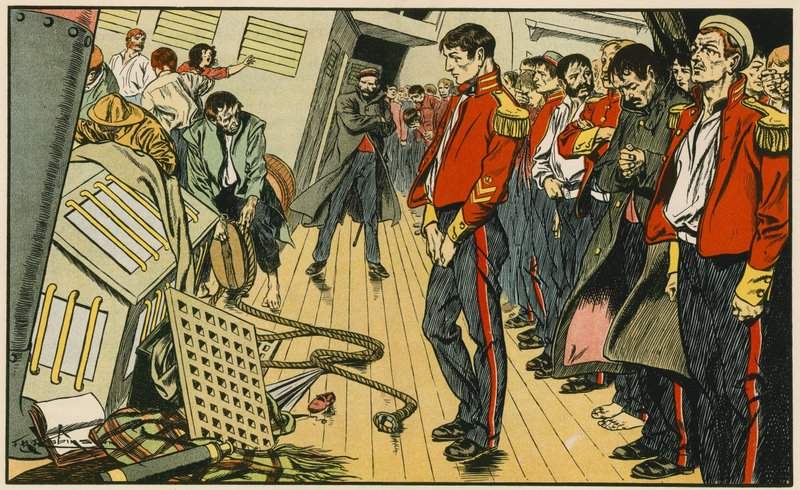 Bohaterowie Birkenhead (kolorowa litografia) autorstwa Thomas Heath Robinson