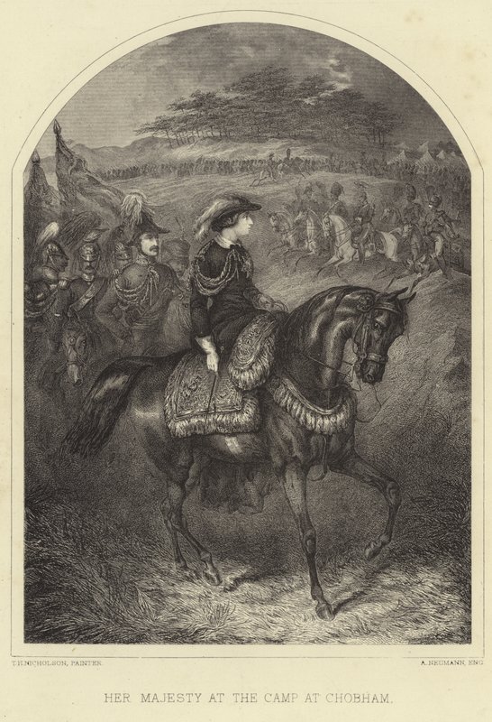 Jej Królewska Mość Królowa Wiktoria na obozie w Chobham autorstwa Thomas Henry Nicholson