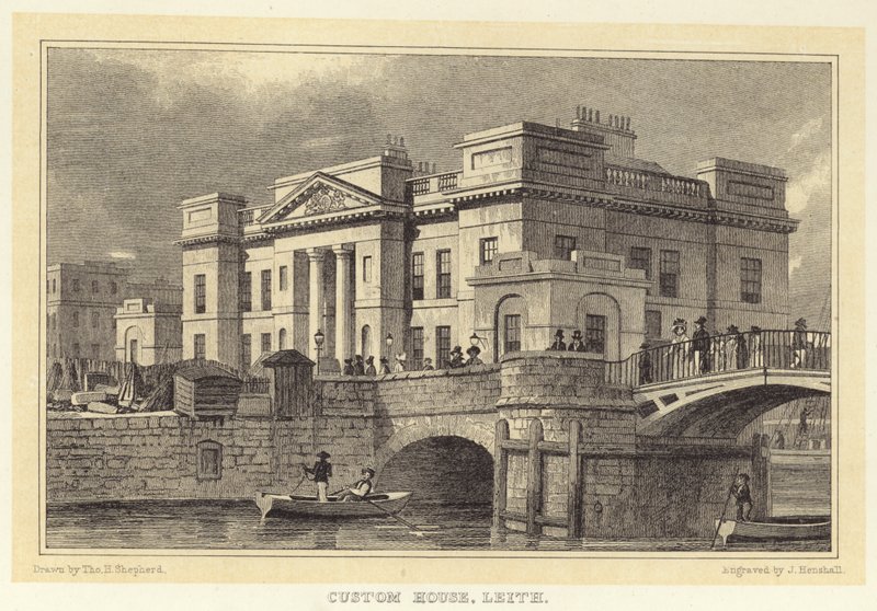 Custom House, Leith (grawerowanie) autorstwa Thomas Hosmer (after) Shepherd