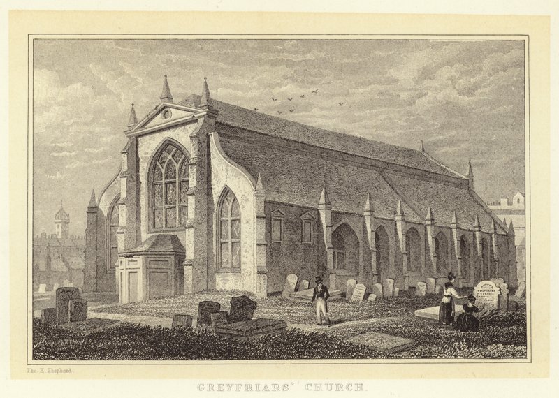Kościół Greyfriars (rycina) autorstwa Thomas Hosmer (after) Shepherd